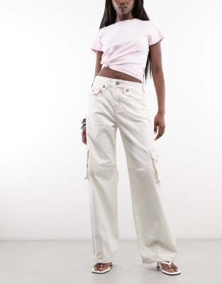 Bailey - Pantalon cargo baggy avec poches à rabat - Blanc cassé W34
