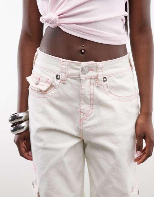 True Religion – Bailey – Weite Cargohose in Wollweiß mit Pattentasche, 3 von 5