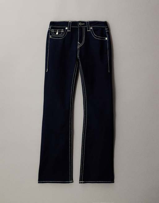 True Religion Becca double stitch mid rise flare jeans with flap