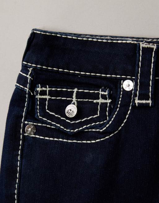 True Religion – Becca – Indigoblå, utsvängda jeans med medelhög midja, dubbla sömmar och fickor, 7 av 7