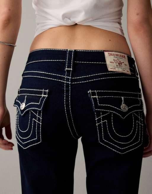 True Religion - Becca - Jean évasé surpiqué à taille mi-haute avec poches à rabat - Indigo, 3 de 7