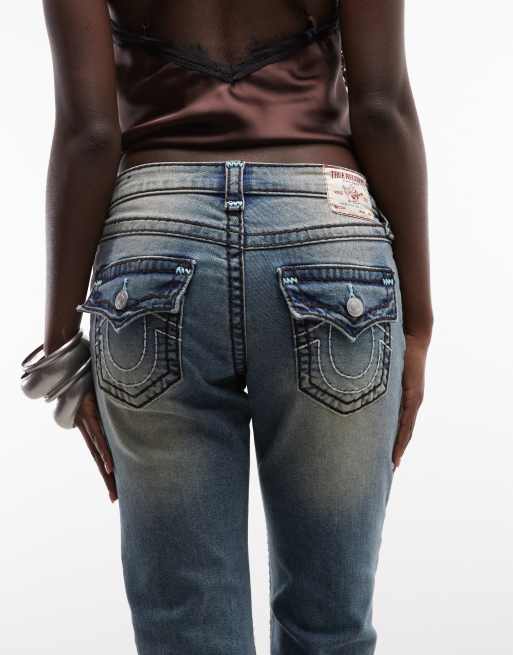 True Religion Becca mid rise flap pocket bootcut jeans in sunset fade blue, 5 of 5