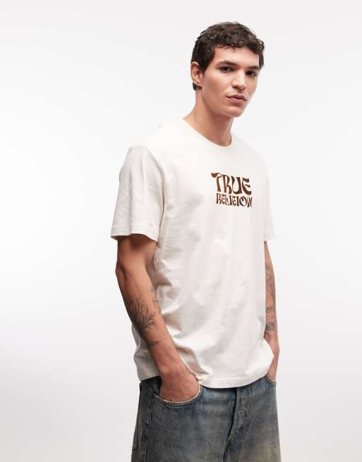 True Religion – Biały T-shirt z logo i motywem twarzy Buddy, 2 z 5