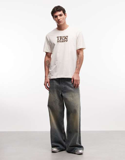 True Religion – Biały T-shirt z logo i motywem twarzy Buddy, 3 z 5