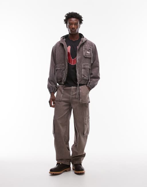 True Religion Big T baggy cargo jean in brown wash