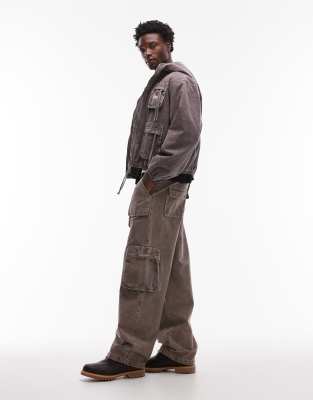 True Religion Big T Baggy Cargo Jeans In Brown