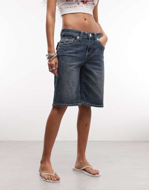 True Religion Big T baggy jort in blue radiance - view 1