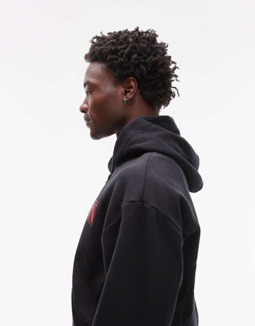 True Religion - Big T - Felpa con cappuccio nera con zip e logo in coordinato, 4 di 5