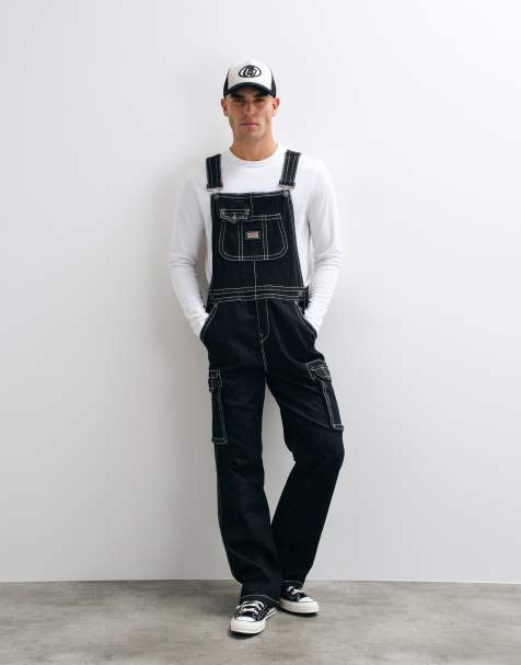 True Religion big t jeansowe ogrodniczki o prostym kroju w czarnym spraniu - view 1
