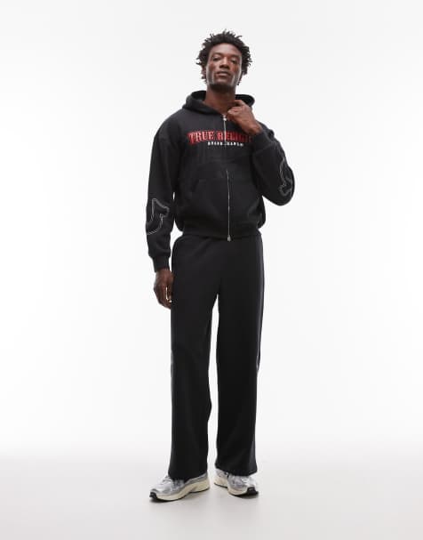 True Religion Big  T logo baggy sweat jogger co-ord in black - view 1