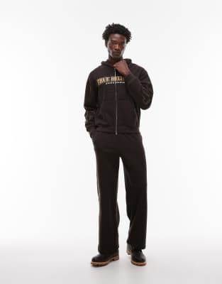 True Religion Big T Logo Baggy Sweatpants In Black