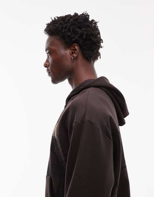 True Religion Big T logo detail zip up hoodie in brown - part of a