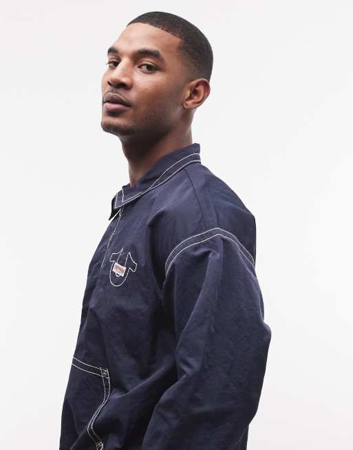 True Religion Big T nylon pullover jacket in indigo blue | ASOS