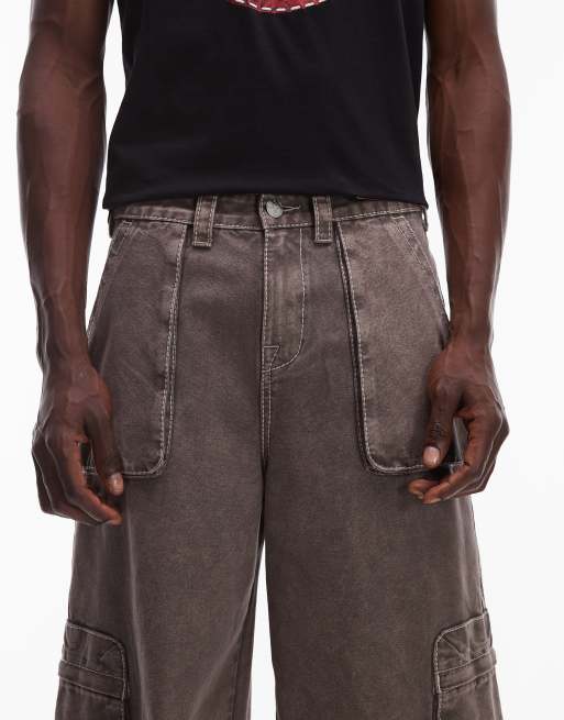 True Religion – Big T – Obszerne jeansy bojówki w spranym brązowym kolorze, 5 z 5
