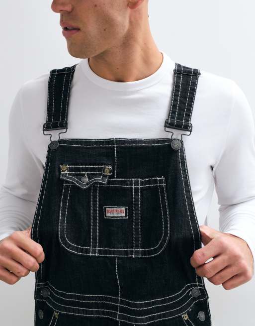 True Religion - Big T - Tuinbroek met rechte pasvorm in zwarte wassing, 4 van 5