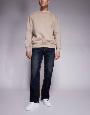 Billy - Gerade geschnittene Jeans in verwaschenem Dunkelblau mit Pattentasche Blau W34