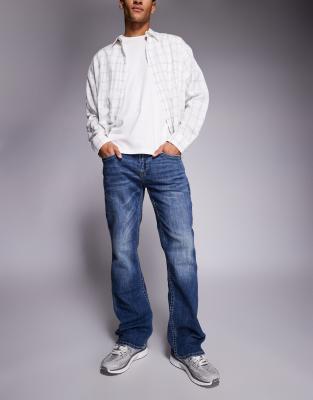 True Religion - Billy - Jean droit à poche bandana brodée - Bleu délavé