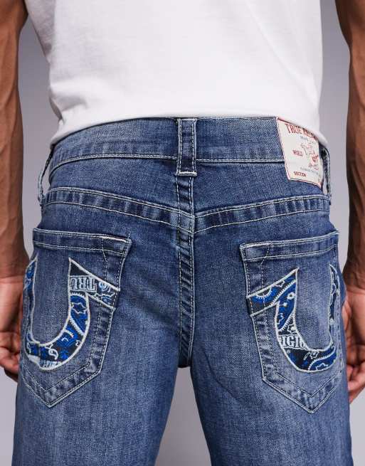 True Religion - Billy - Jean droit à poche bandana brodée - Bleu délavé, 5 de 5