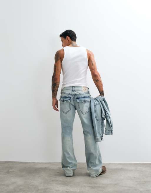 True Religion - Billy - Jean droit d'ensemble en denim avec poches rabatées - Bleu clair délavé, 4 de 5