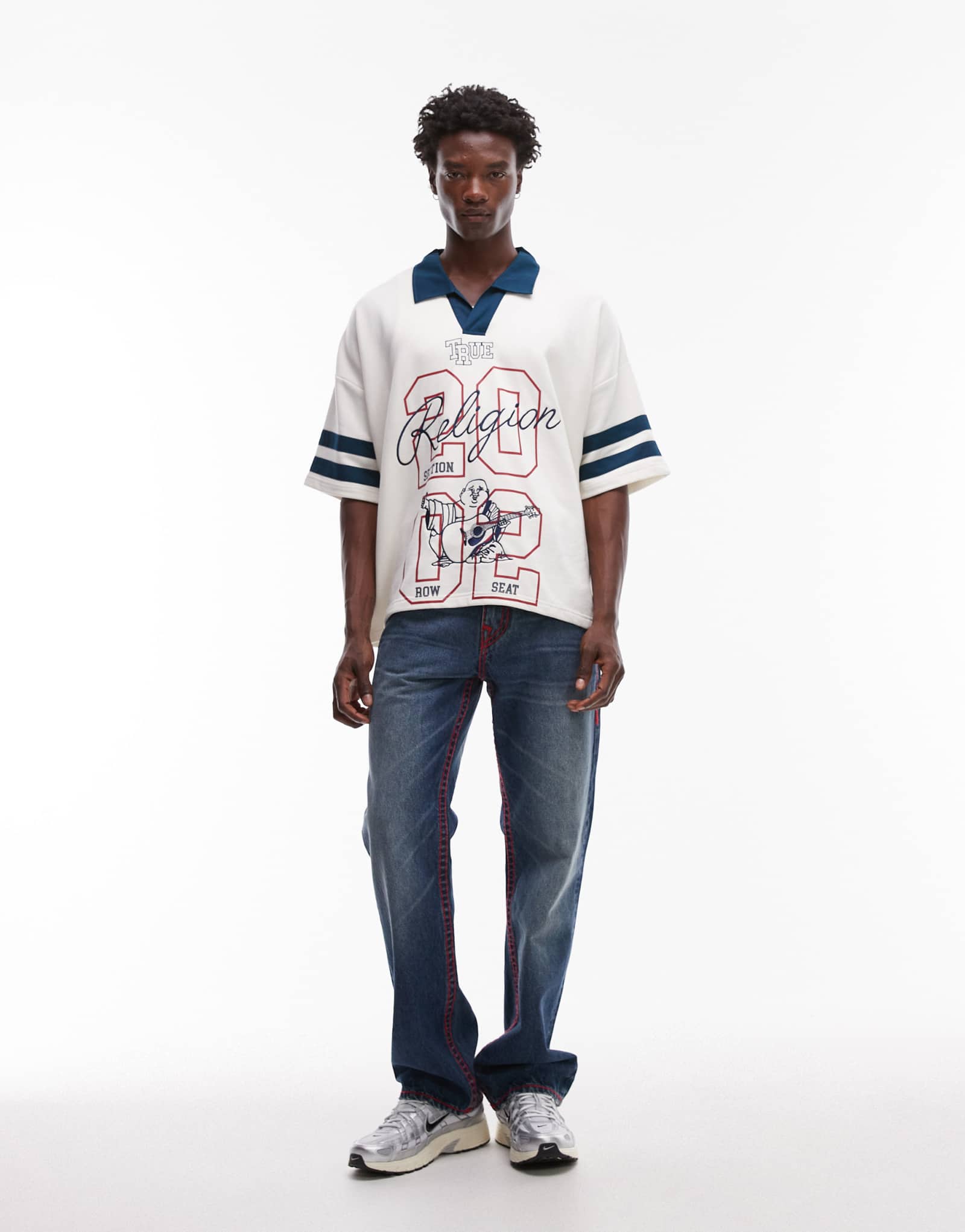 Джинсы True Religion Billy super T красного цвета с отстроченным карманом с клапаном, темно-синие