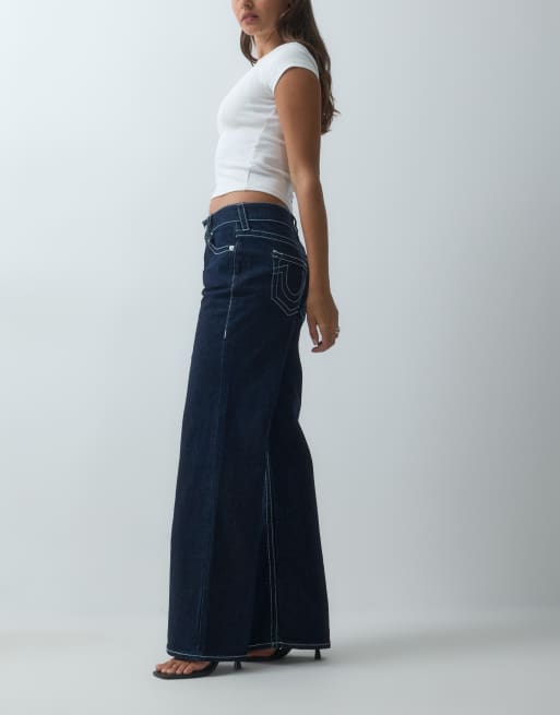 True Religion bobbi baggy jeans in dark blue wash, 2 of 5