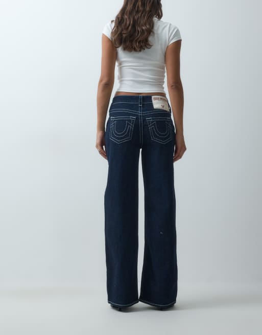 True Religion bobbi baggy jeans in dark blue wash, 5 of 5
