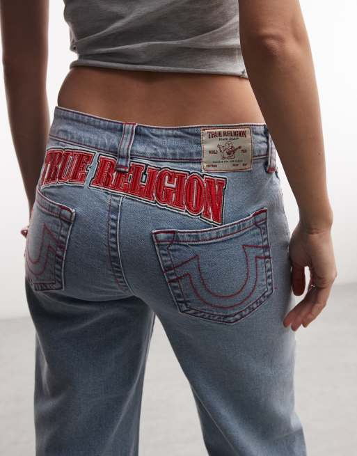 True Religion – Bobbi – Baggy-Jeans in hellblauer Waschung mit Moto-Applikation, 5 von 5