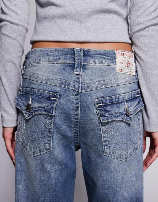 True Religion – Bobbi – Blå, baggy jeans i mellanljus tvätt, 4 av 5