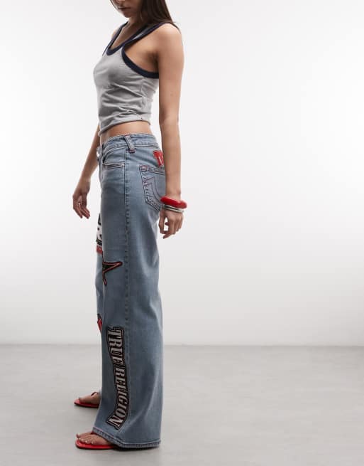 True Religion - Bobbi - Jeans ampi lavaggio blu chiaro con applicazioni, 2 di 5