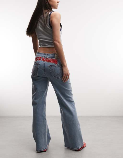 True Religion - Bobbi - Jeans ampi lavaggio blu chiaro con applicazioni, 3 di 5