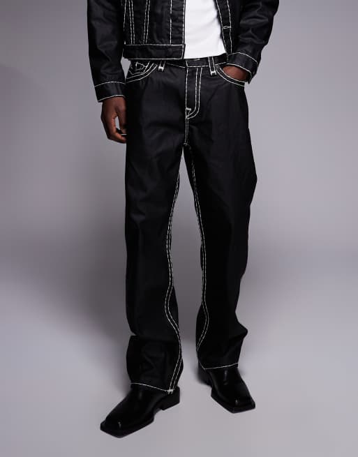 True Religion Bobby baggy flap pocket jeans co-ord in coated black