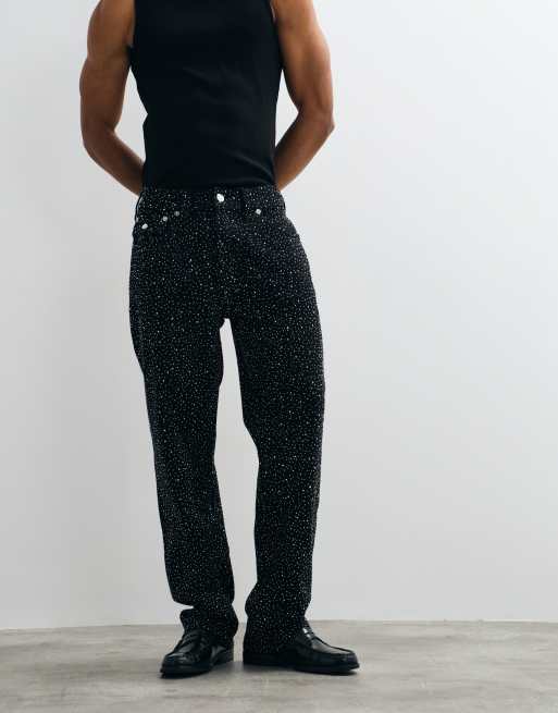 True Religion - Bobby - Jean baggy orné de strass avec grandes poches à rabat - Noir, 5 de 5