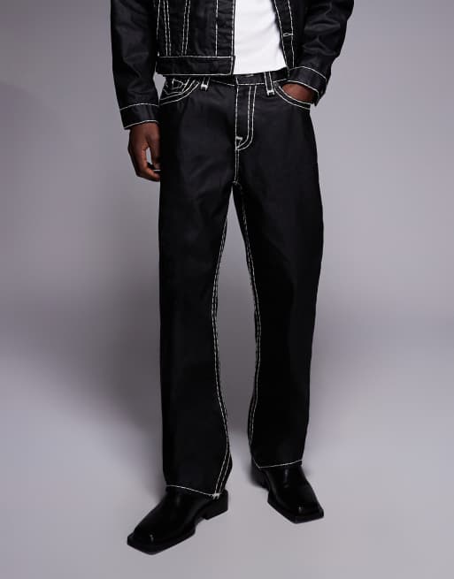 True Religion - Bobby - Jeans ampi lavaggio nero spalmato con tasche con patta in coordinato, 2 di 5