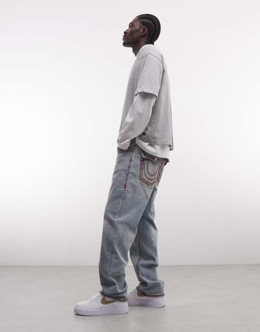 True Religion - Bobby Super T - Skaterjeans in lichtblauwe wassing, 3 van 5