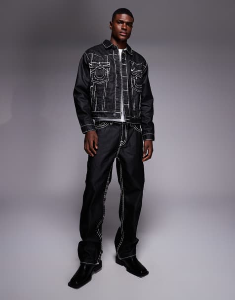 True Religion – Bobby – Svarttvättade baggy jeans med fickor med lock, del av set - view 1