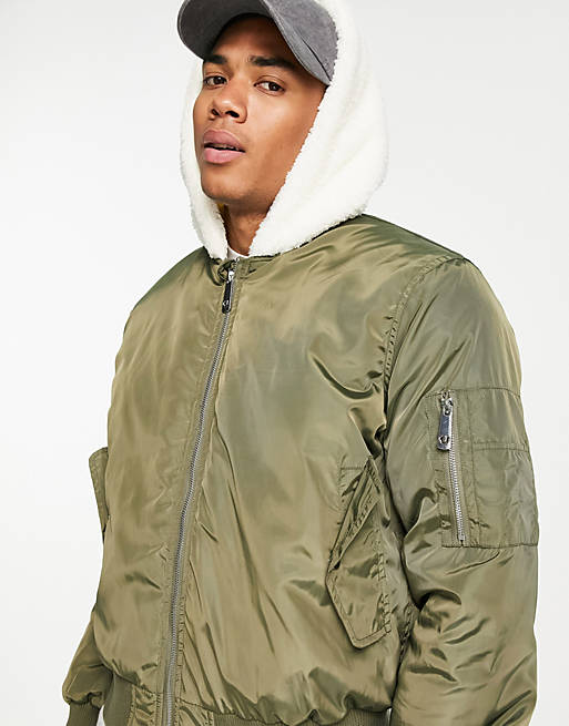 True Religion bomber jacket with sherpa hood | ASOS