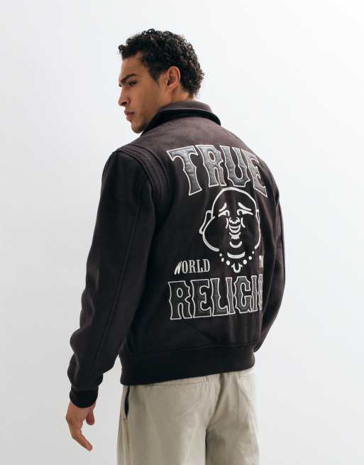 True Religion bomberjacka i mocka med logga bak i brunt, 4 av 5