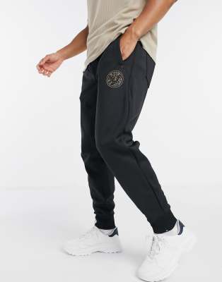 True Religion branded logo jogging bottoms-Black