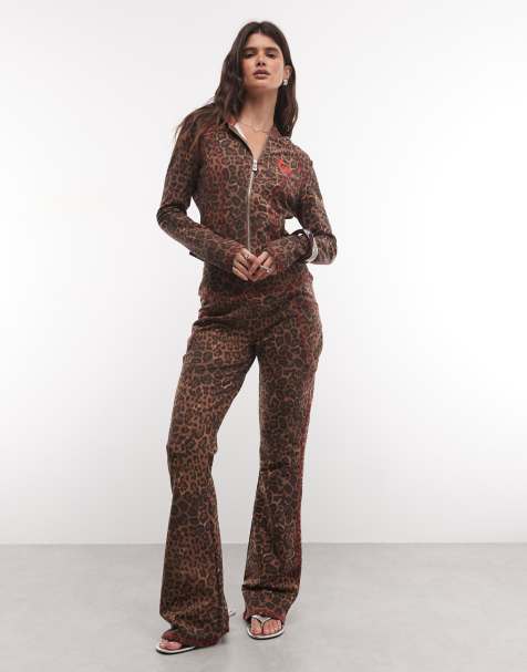 True Religion – Brunt, leopardmönstrat set med huvtröja och mjukisbyxor - view 1