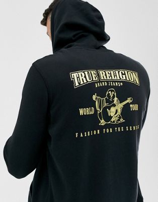 True Religion - Buddah - Hoodie met metallic logo in zwart