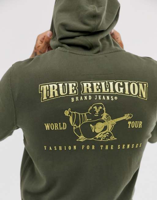 True Religion Logo Hoodie Khaki