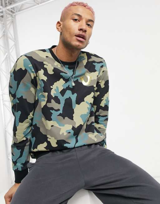 True religion cheap camo sweatshirt