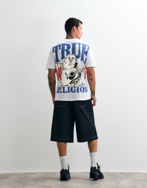 True Religion - camiseta blanca de manga corta con gráfico de Buda y estampado trasero - view 1