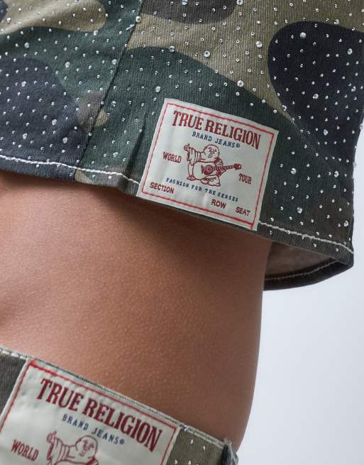 True Religion camo corset-lignende top som del af sæt i mørkegrøn camo, 4 af 5