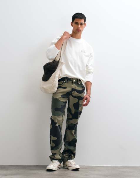 True Religion camo loose fit twill ricky flap jeans i grön camo - view 1