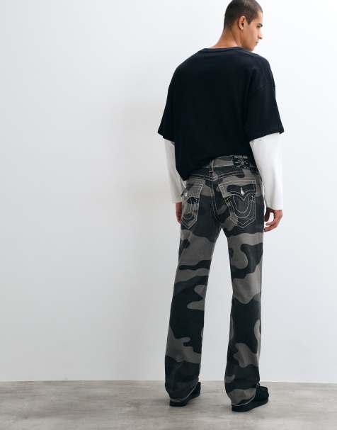 True Religion camo loose fit twill ricky flap jeans in black camo - view 1
