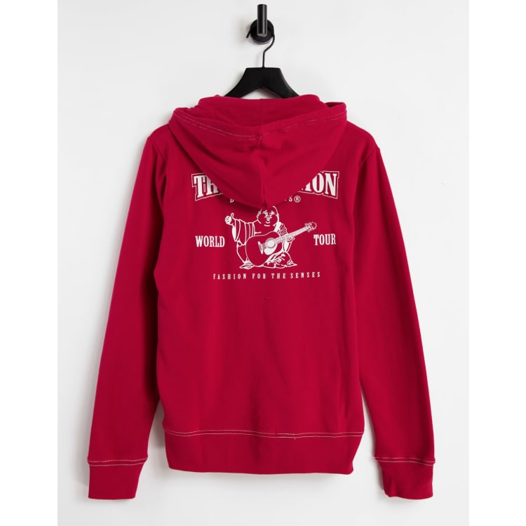 True religion red store and white hoodie