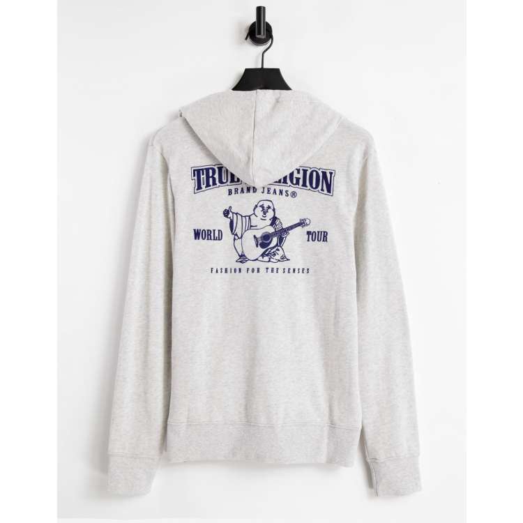 True Religion Men's Classic Logo Long Sleeve Zip Up Hoodie