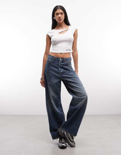 True Religion crystal detail cut out top in optic white, 2 of 4