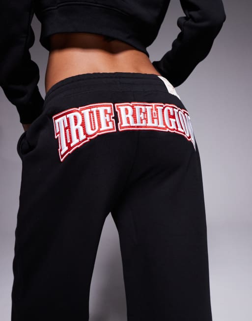 True Religion – Czarne luźne joggersy z haftowanym logo z tyłu, 3 z 5